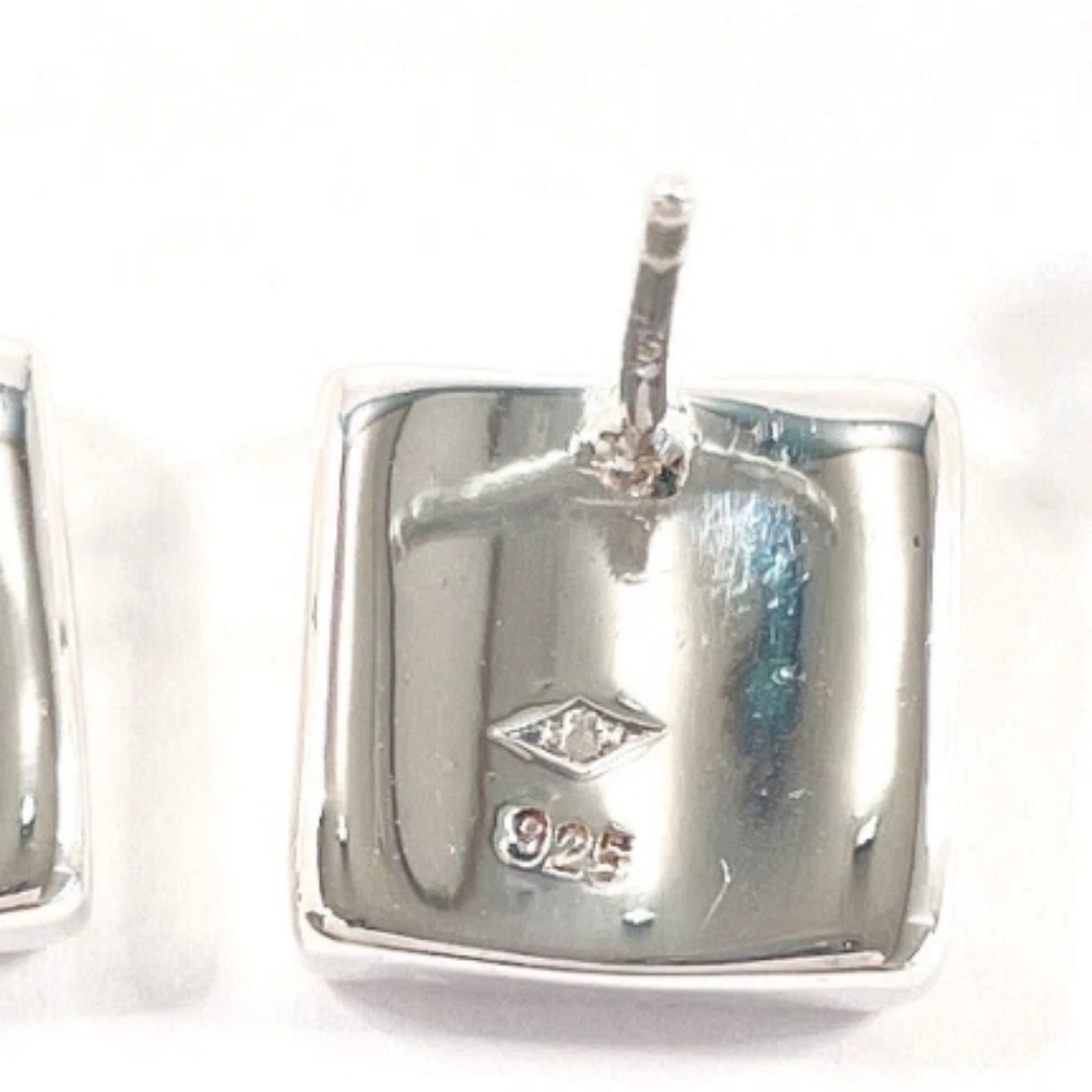 CHANEL earring square clover vintage Silver 925 - Picture 2 of 4